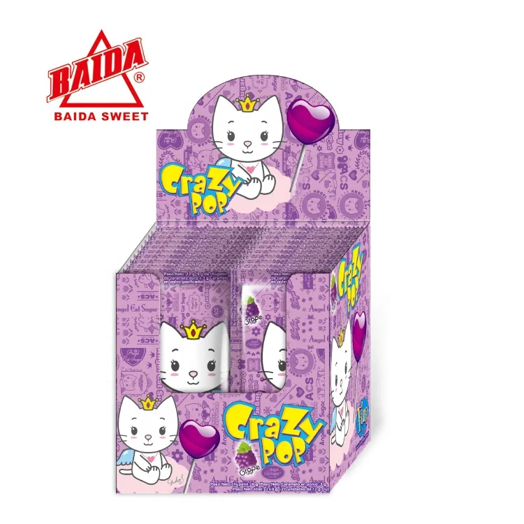 Baida Candy Magic Fruity heart shape lollipop with popping candy