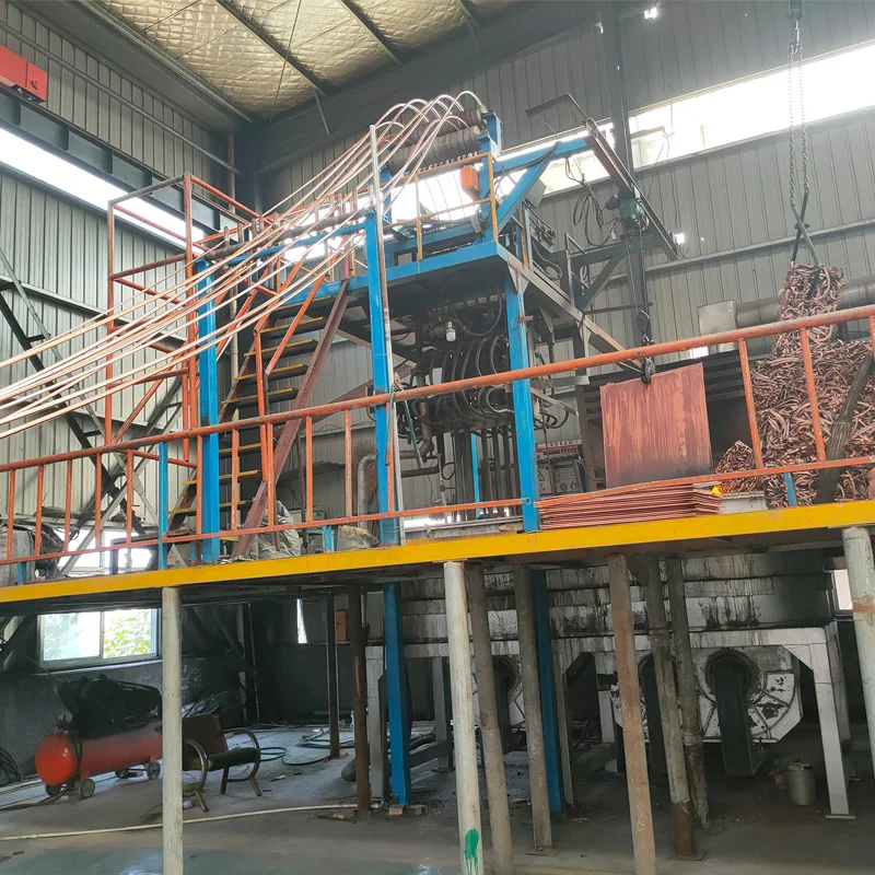 scrap copper to oxygen free copper rod upwards continuous casting production line