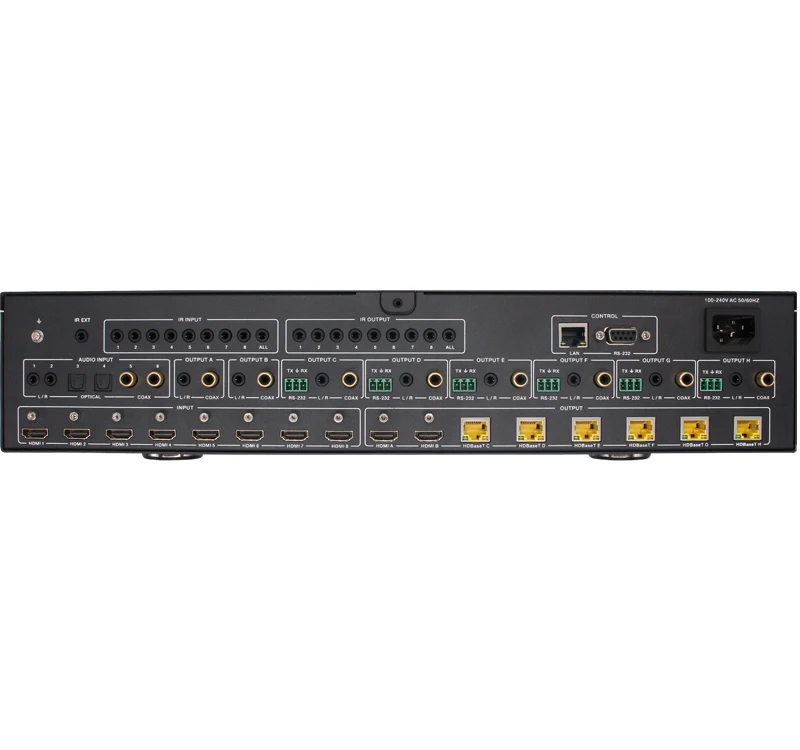 4K2K@60Hz 4:4:4, 18Gbps, HDCP 2.2 HDMI  HDBaseT 8x8 Matrix Switcher for home theatre system