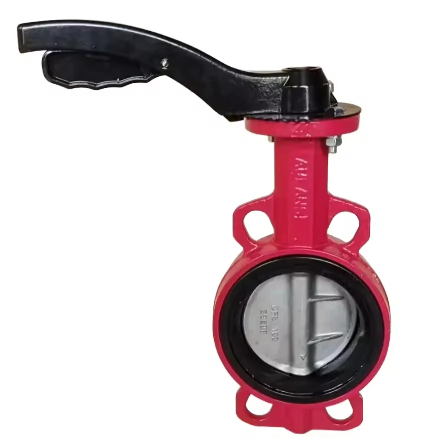 4 Inch Manual Wafer Lug Type Ductile Iron Nickel Plated Pinless Butterfly Valve with Handle Lever