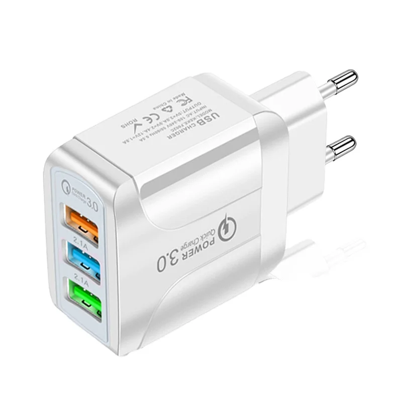 12 Вт Быстрая зарядка QC3.0 мульти 3 порта USB зарядное устройство Черный адаптер