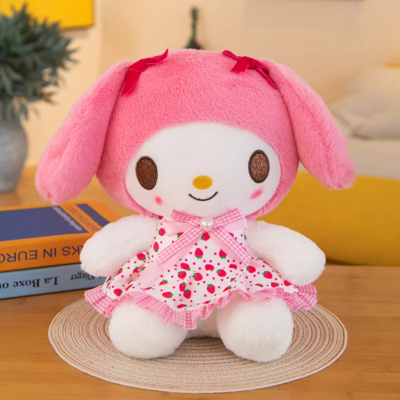 Kuromi My Melody Cartoon Lovely Sanrioed KT Floral Dress Doll Cinnamoroll Dress Up Doll Plush Toy Children Doll Birthday Gift