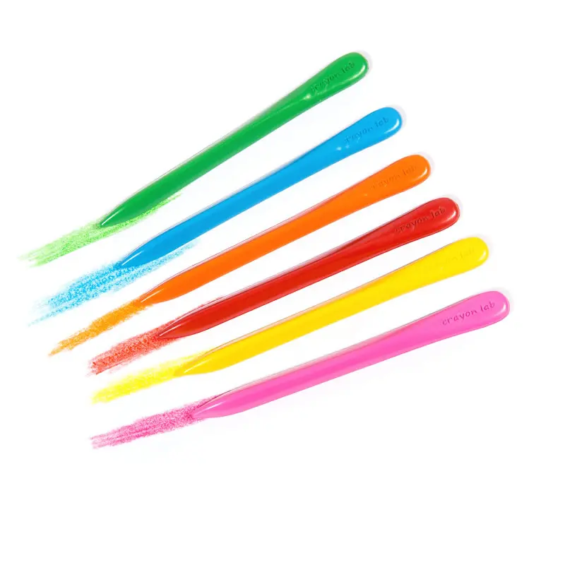 6pcs plastic triangle stick crayons with color box for children colouring