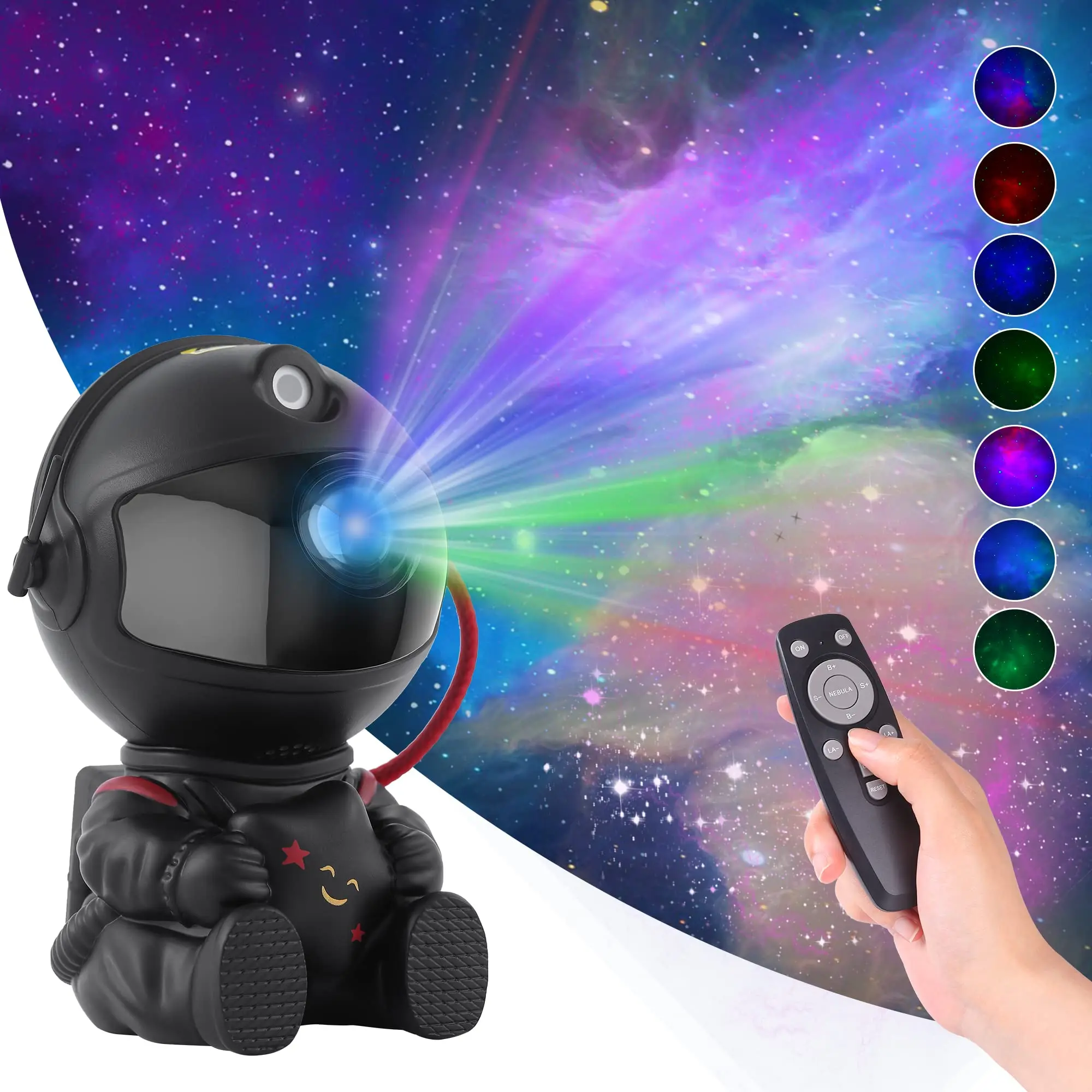 KSWIN Black Sitting Astronaut Projector Ocean Wave Star Light galaxy projector Baby led Astronaut Lamp Starry Night Light
