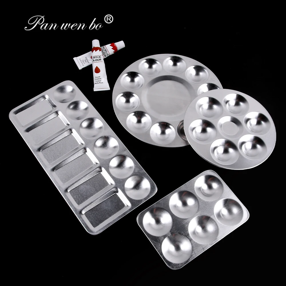 Artist drawing color mixed palette custom round metal oil watercolor paint palette