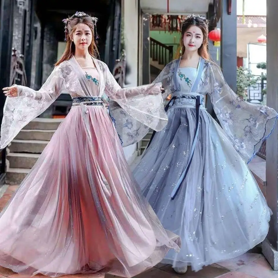  Женское традиционное китайское свадебное платье Hanfu Осенние фантастические карнавальные сказочные костюмы династии Тан наряд для