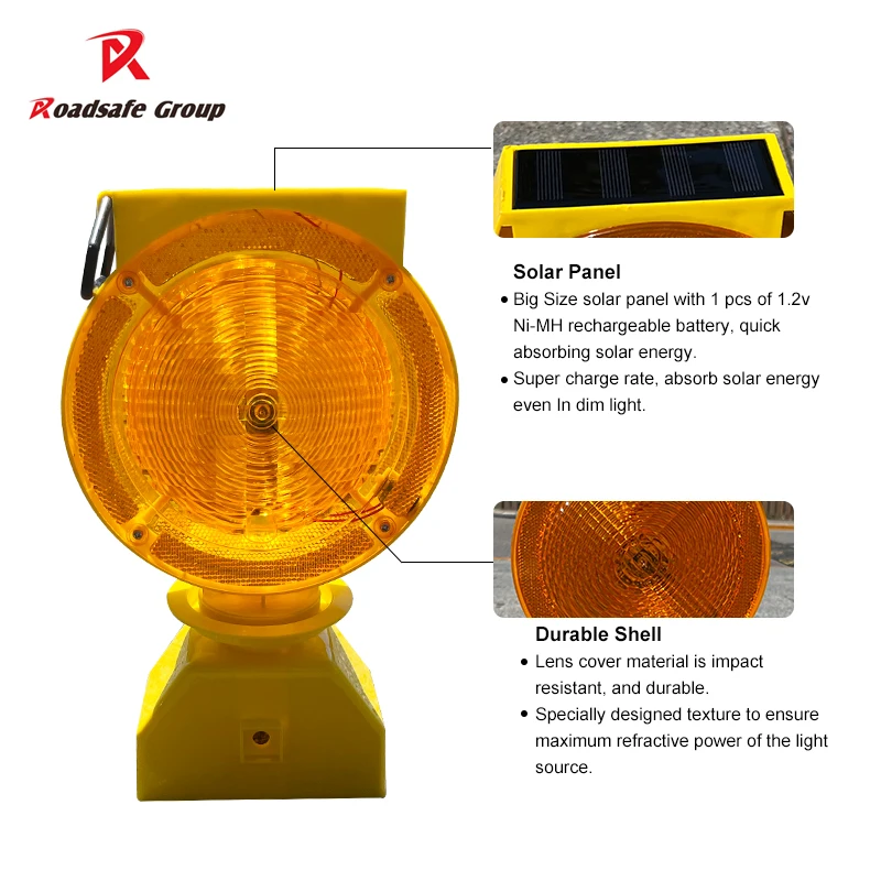 Traffic cone and barricade signal light warning light road safety solar rechargeable led flare warning light/lamp
