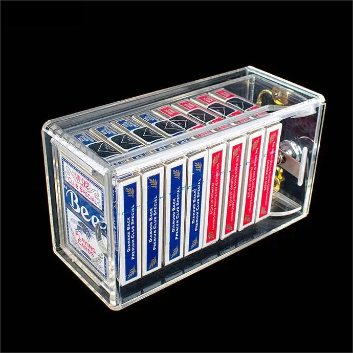 YH Factory Price Acrylic Plastic NiuNiu Game Poker Cards Holder Box With Lock
