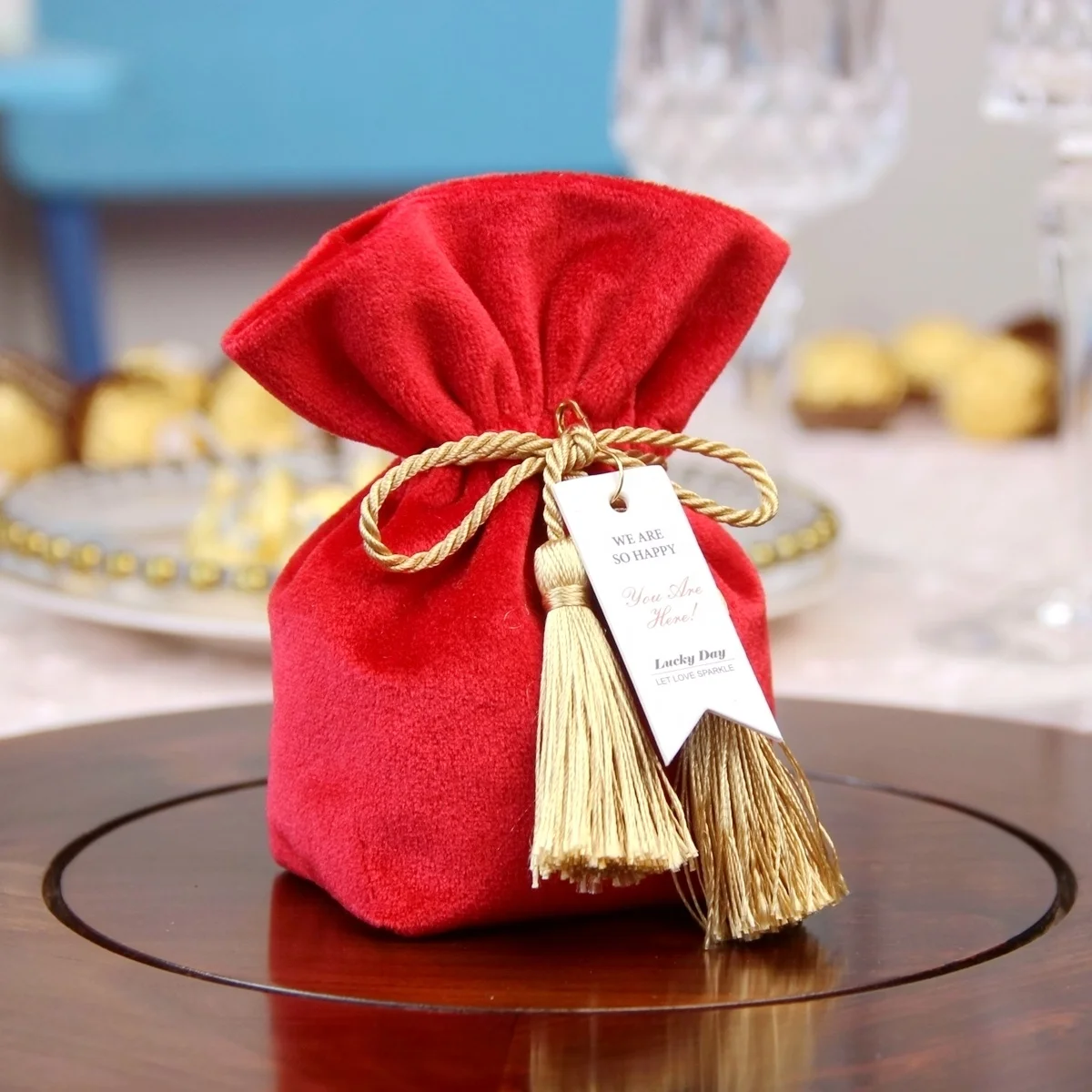 Christmas Red Black Custom Small Velvet Drawstring Gift Candle Tarot Jewelry Collection Dust Pouch Packaging Bag For Jewelry