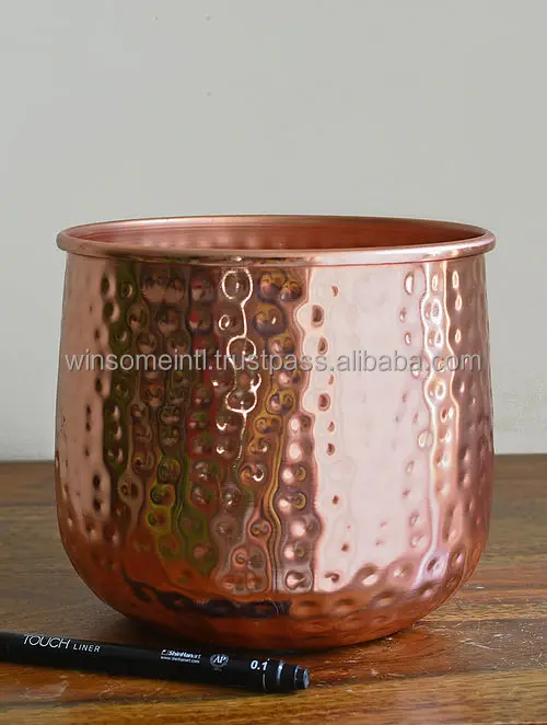 Decorative Metal Planter For Garden Decoration Copper color Hammered Planter Set of 2 For Home Decoration