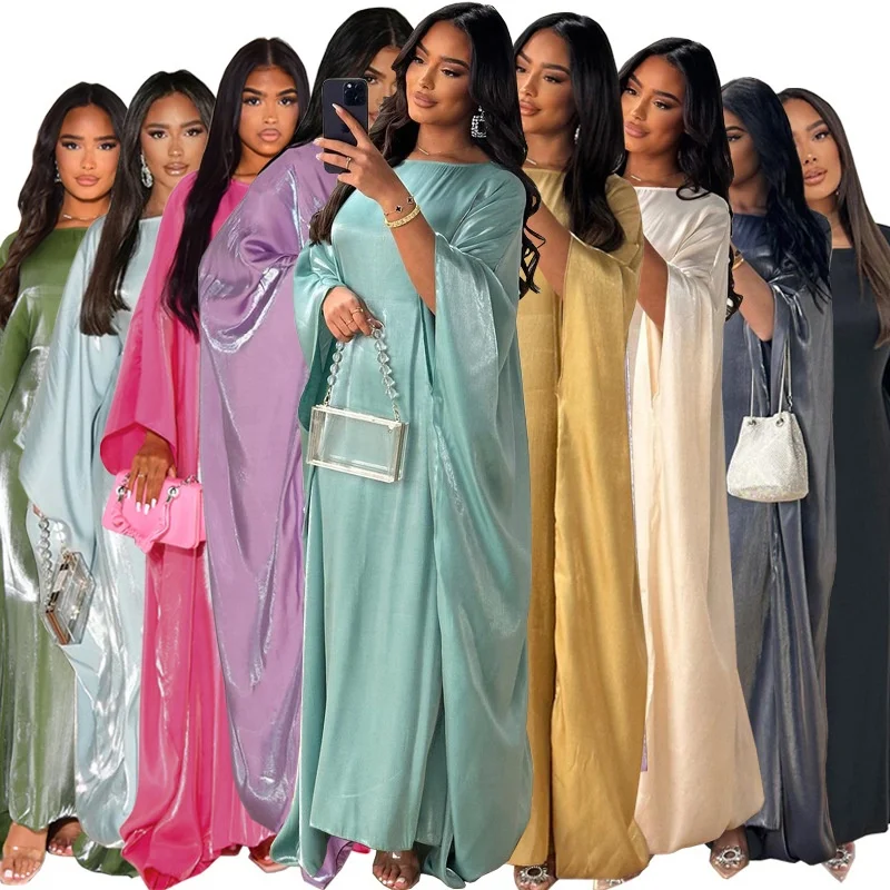 2024 Modest Ladies Long Sleeve Party Abaya Dress Islamic Clothing Dubai Turkey Long Muslim Women Dresses