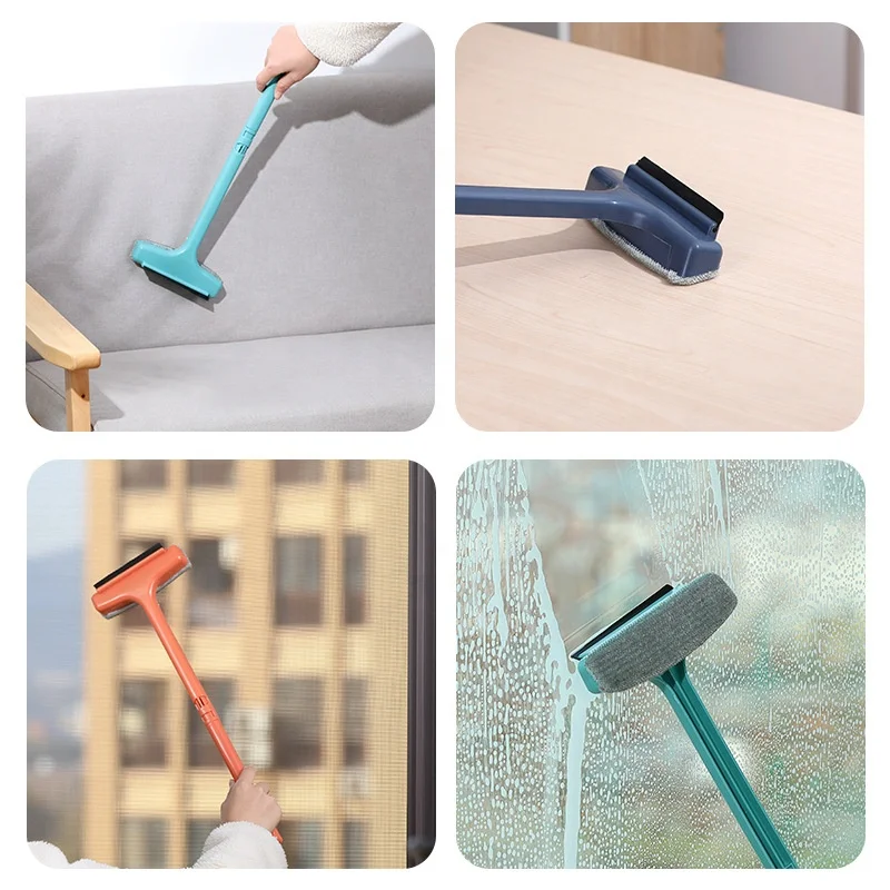 Clean the glass household double-sided wipe high-rise wiper window scrubbing brush glass wiper cleaning tool telescopic rod
