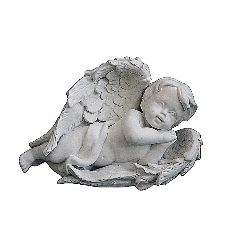 European Style Resin Silver Angel Lying Figurine Ornaments Eco-Friendly Wall Sculpture for Home Decor