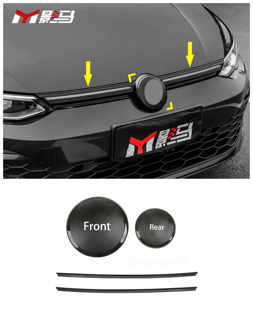 YINGMA for Golf 8 In the upper grille appearance before and after modification of the logo decoration Bright black accessories