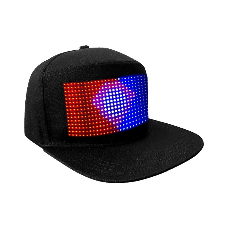 APP Programmable LED Cap Light up EL Hat USB Rechargeable Led light baseball cap with built-in led light Screen