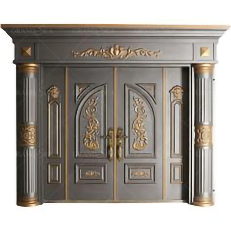 Wholesale and Retail Turkish style steel wood armored door Modern simple design one and half security door for The steel frame