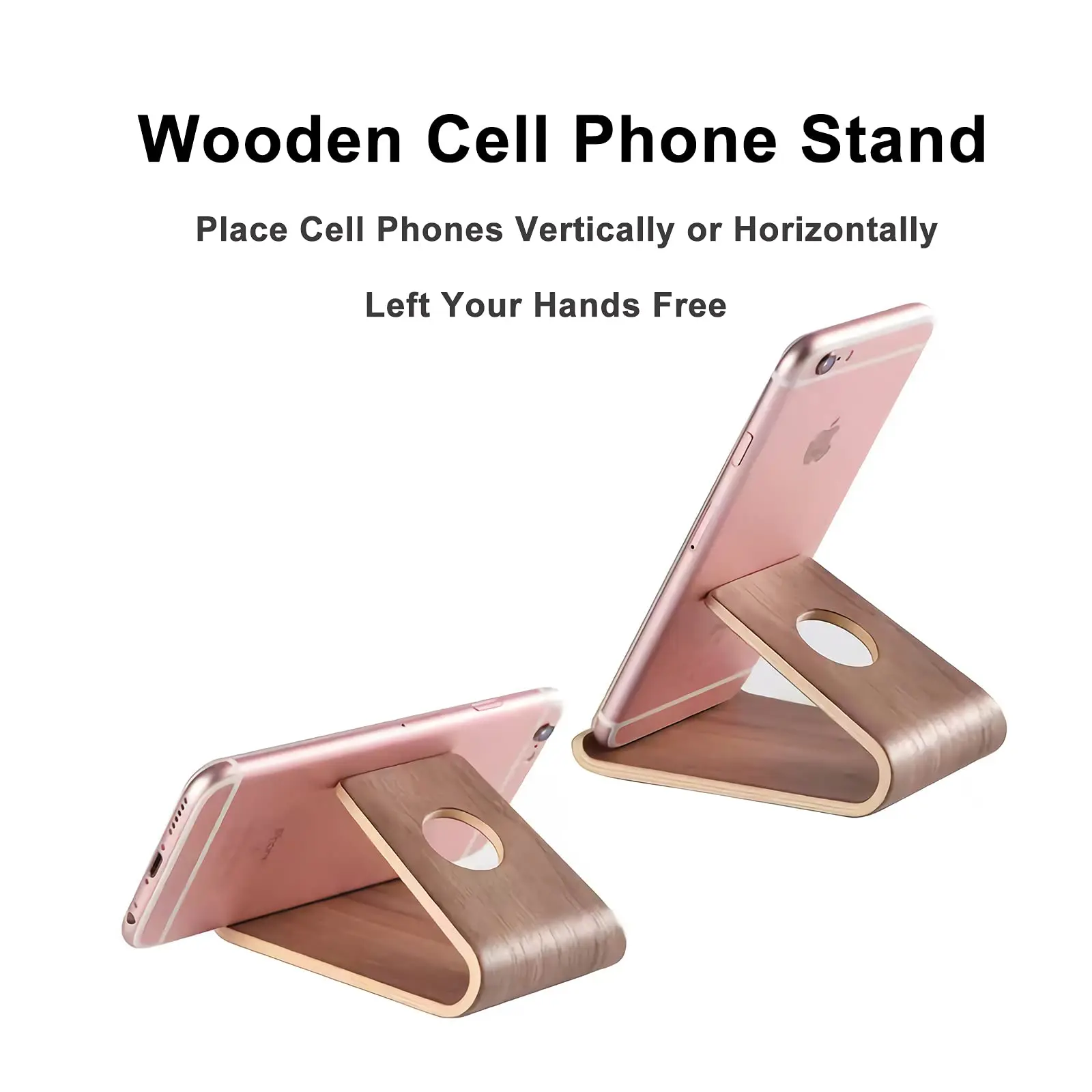 Universal Non-Slip Stable Wooden Phone Stand Desktop Drawer Organizer iPhone 13 Galaxy iPad Tablets Facetime Mobile