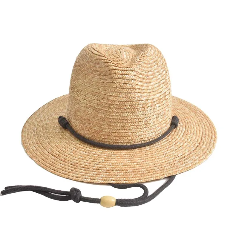 New Design Wholesale Hot Sale Wide Brim Straw Hat Natural Wheat Grass Lifeguard for Adults Ribbon Material for Casual Travel