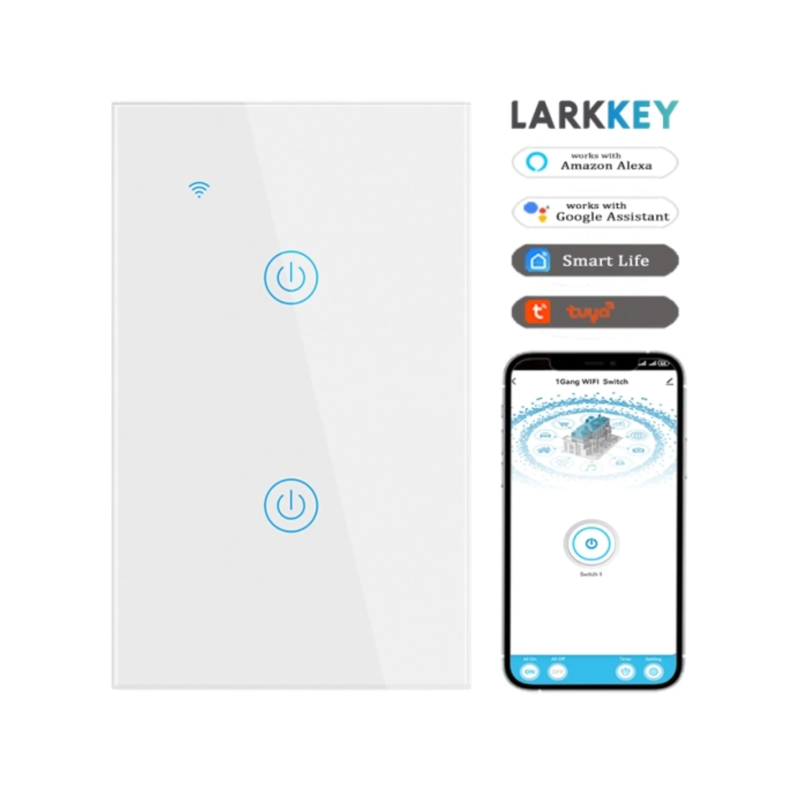 Tuya Smart Life voice control smart switch smart home wall switch 2 gang us standard