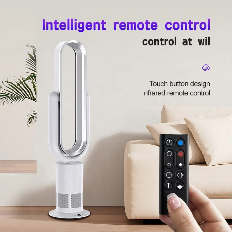 2024 new top selling Strong DC motor Low noise household smart oscillate 1-9 hour timed bladeless pedestal fan
