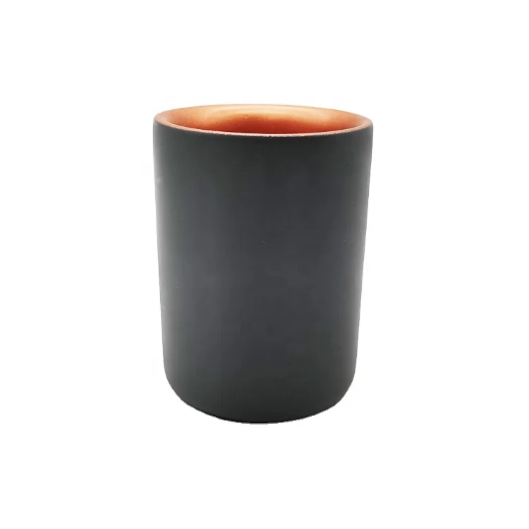 Grey cement container with rose gold inner cement pen holder or makeup brush container