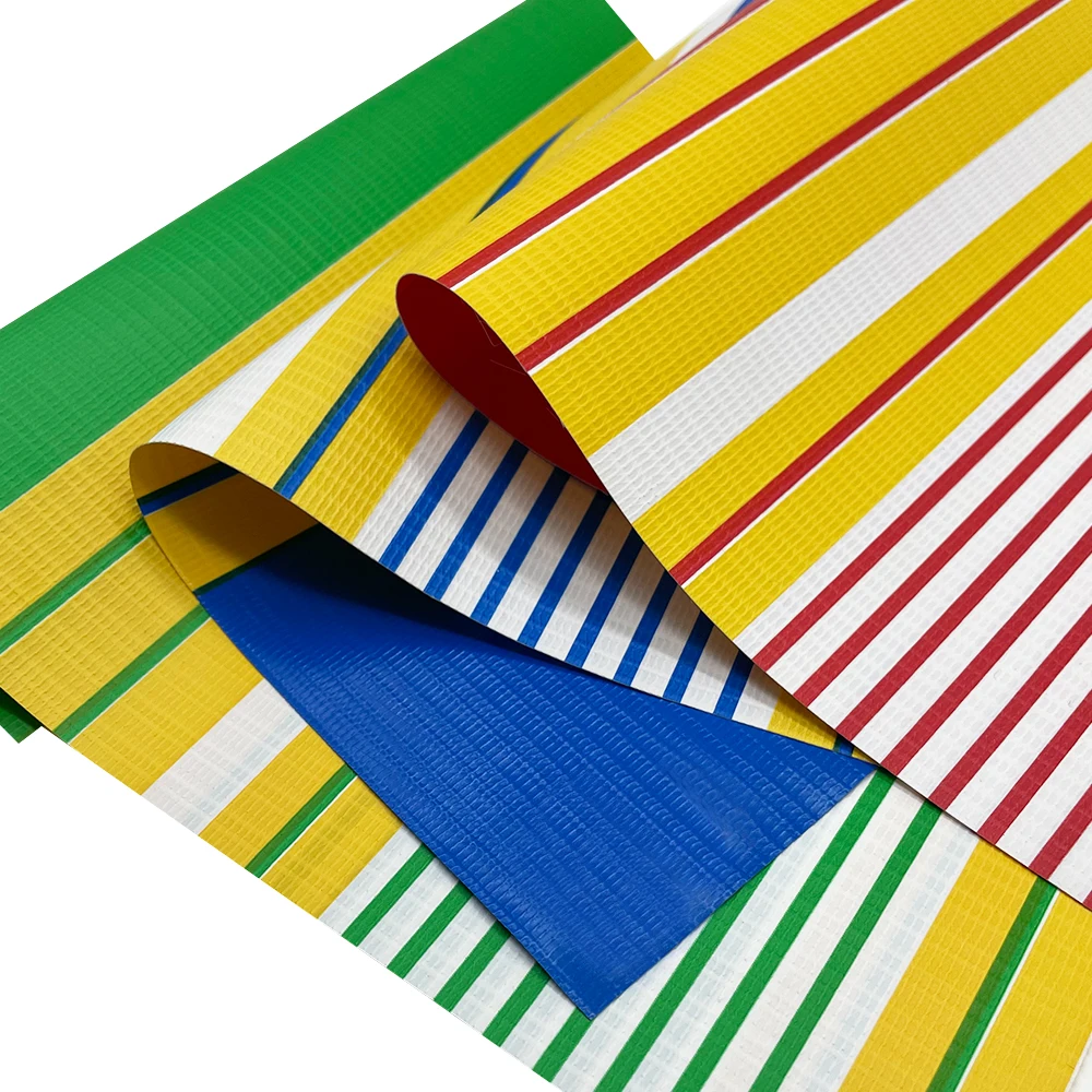 Colorful Stripes Polyester fabric pvc striped Tarpaulin