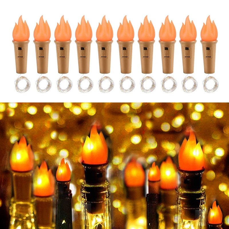 Wine Bottle LED Flame Cork bottle Lights String for Bedroom Living Room Party Decoration