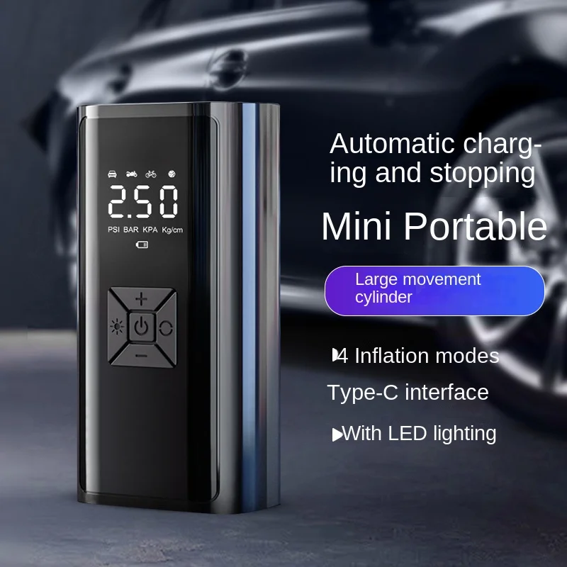 Portable Intelligent Wireless Car Tire Inflator Multifunctional Emergency Digital Display Electric Air Pump