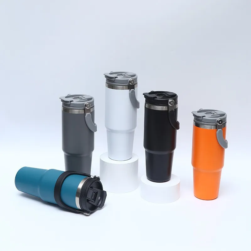 30 oz 20 oz Reusable New Design Termos Insulated Tumbler Stainless Steel Coffee Mug Drink Beverages Cup with Handle