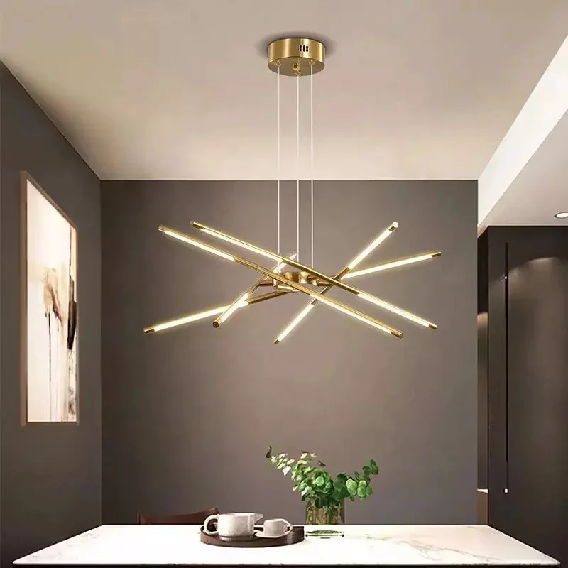 Post modern Hotel Home Kitchen golden chandeliers creative acrylic led pendant lights