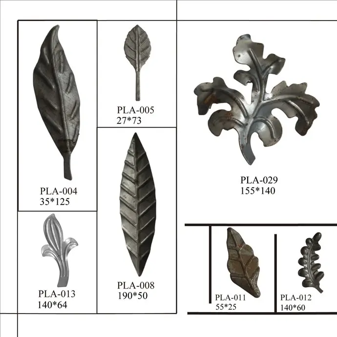 Wholesale Cheap Metal Wrought Iron Stamped Leaves Accessories Pressed Fence Gate Decoration Customized Steel Stamped Ornaments