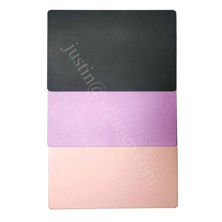 Custom Anodized Green Laser Engraved Business Aluminium Sandblasting Cards Personalized Blank Metal Gift Cards Metal Crafts