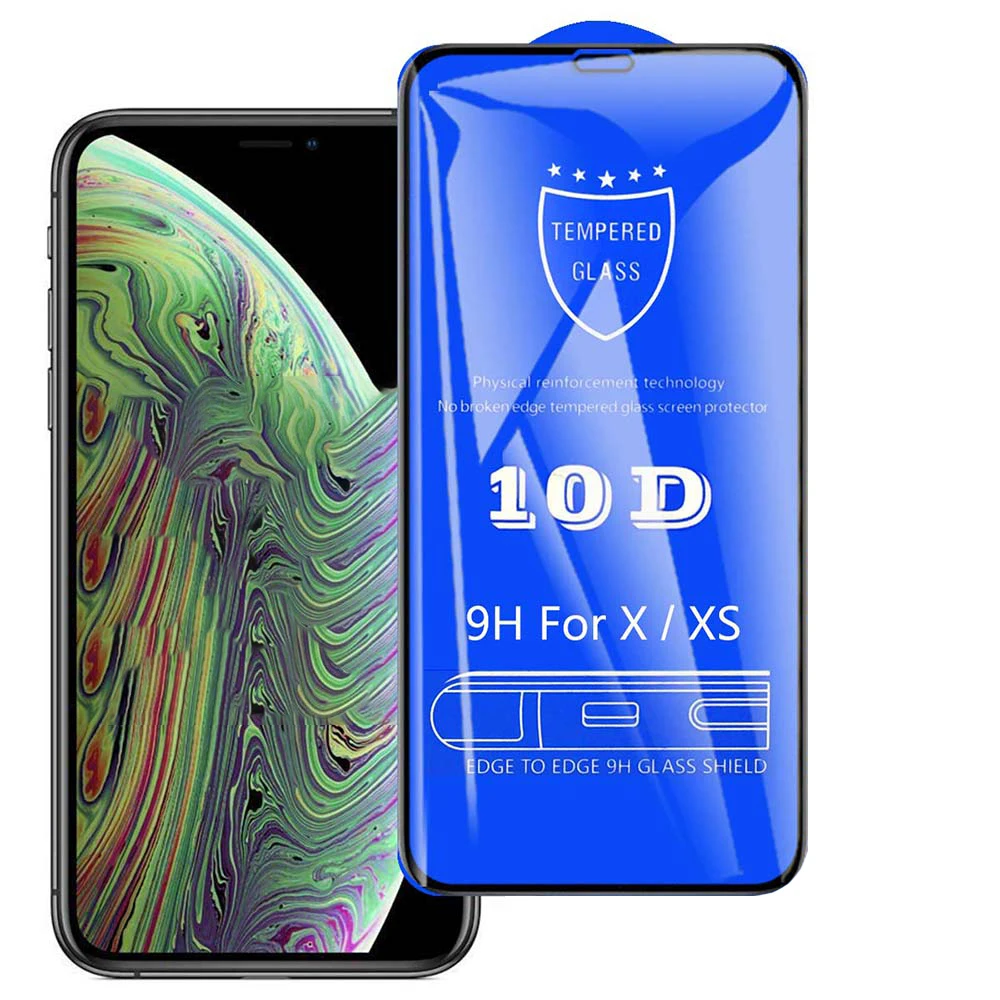  Взрывозащищенный 10D протектор экрана закаленное стекло для iPhone 8 plus XR XS MAX 9H полный клей защитная