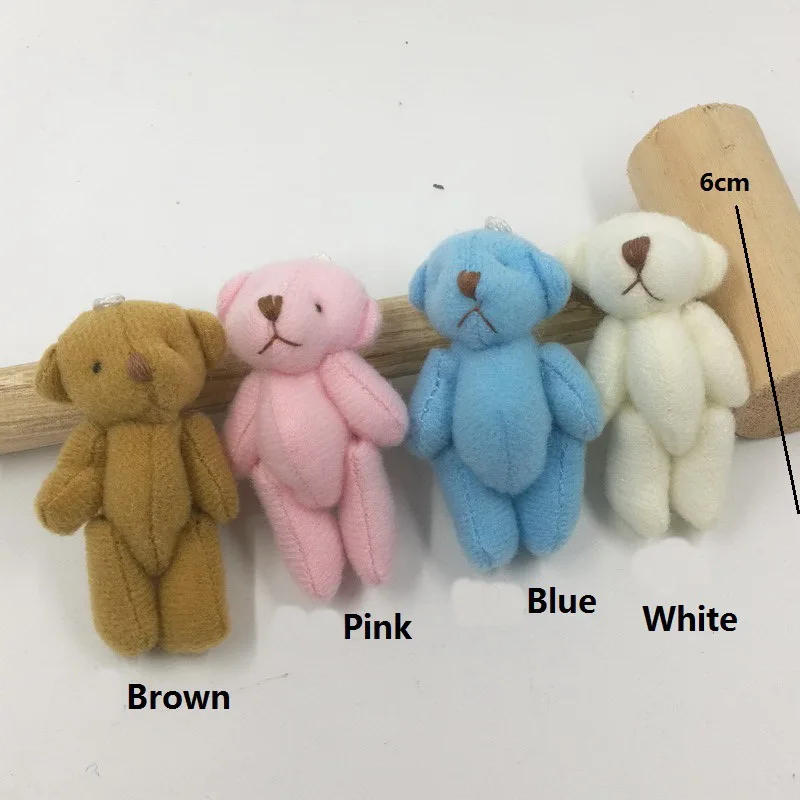 Hot Selling 6CM Small Plush Joint Teddy Bear Keychain Cheap Price Promotional Gift Mini Teddy Bear Bouquet Toy