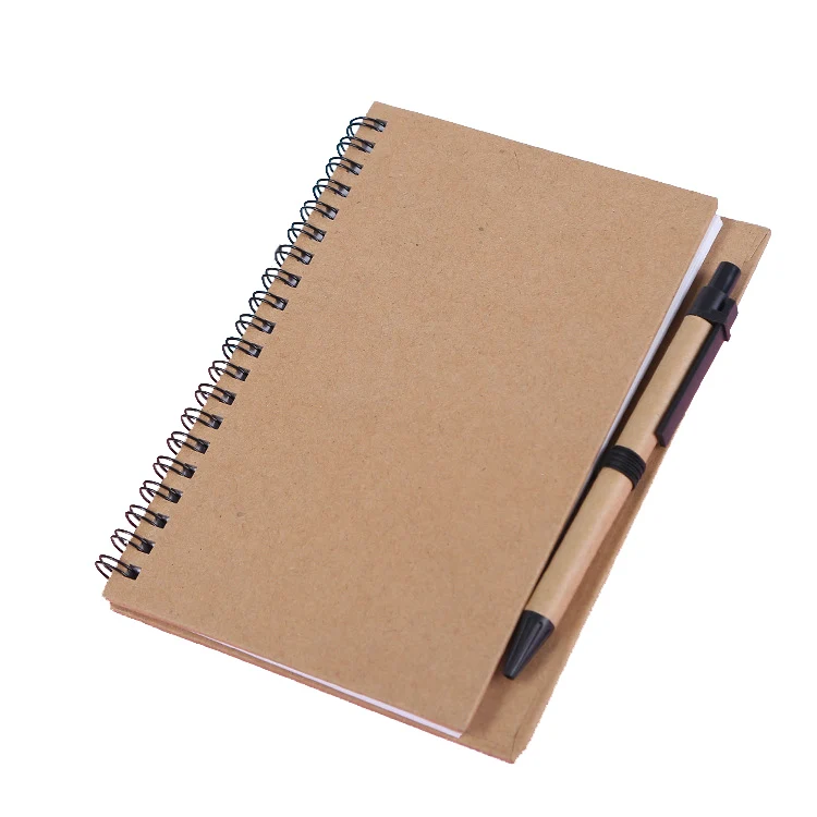 Custom A5  kraft paper notebook with pen eco-friendly notebook journal