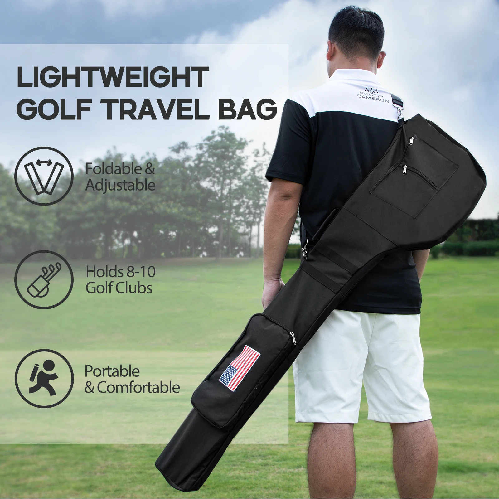Latest Design USA Flag Mini Golf Carry Gun Bag Nylon Waterproof Golf Sunday Bag Lightweight Golf Club Carry Bag