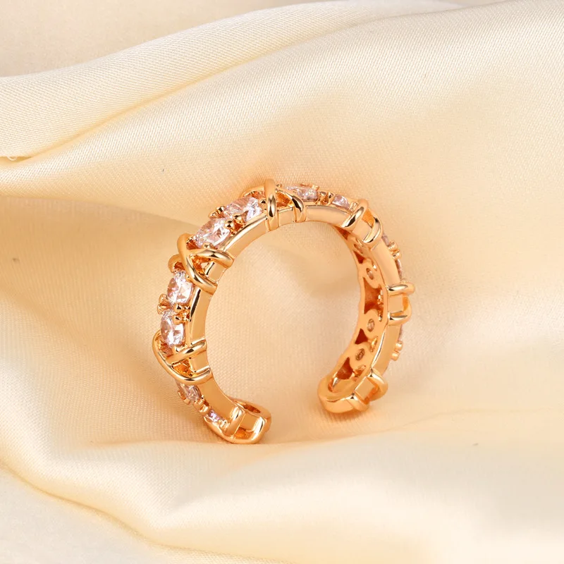 18K позолоченный бриллиант очарование Женские Ювелирные изделия регулируемое Открытое кольцо Модные ювелирные изделия роскошное женское кольцо