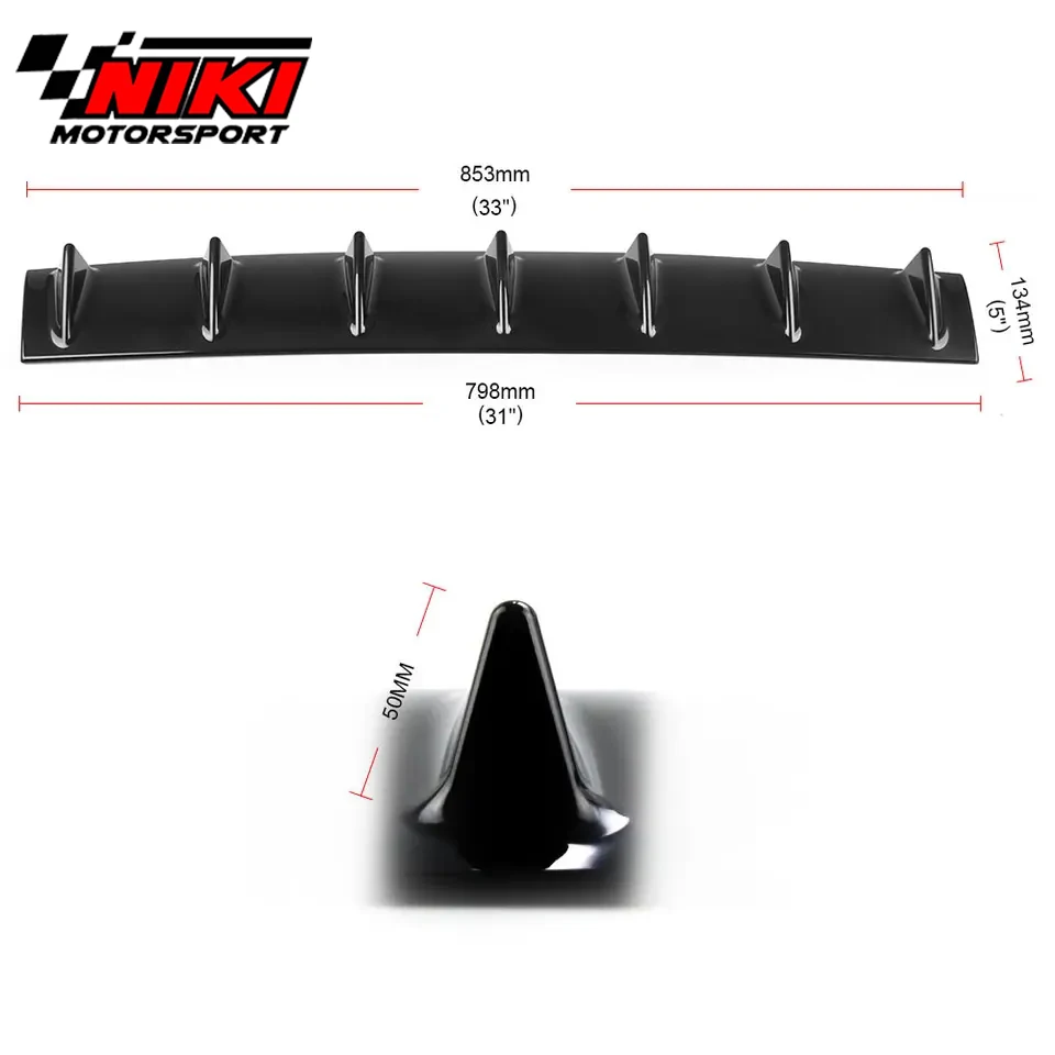 ABS Universal Car Lower Rear  Bumper Lip Diffuser Spoiler 7 Fin Car Back Bumper Lip Deflector Splitter