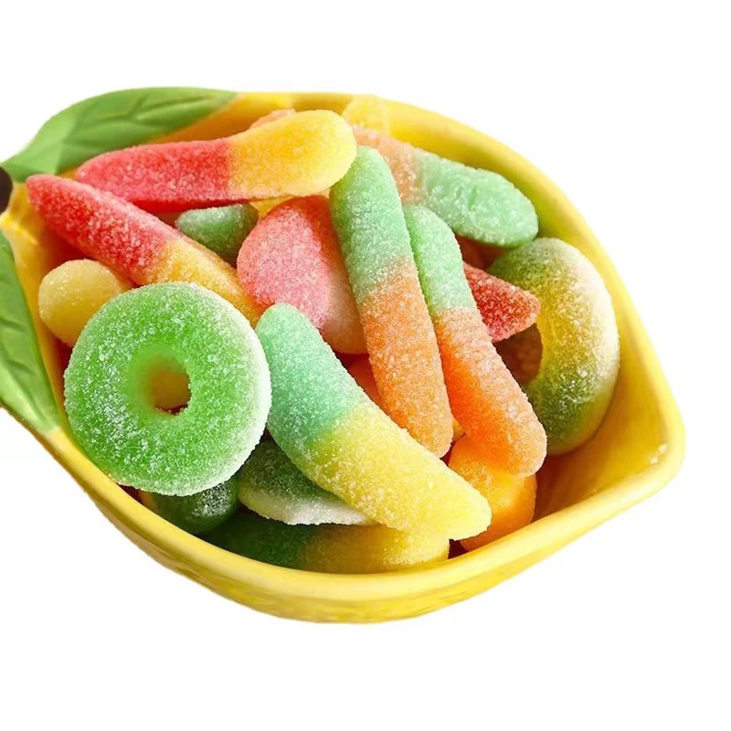 Wholesale Sour Gummy Worm Halal Earthworm Gummi Worms Candy Jelly Crawlers Soft Sweets