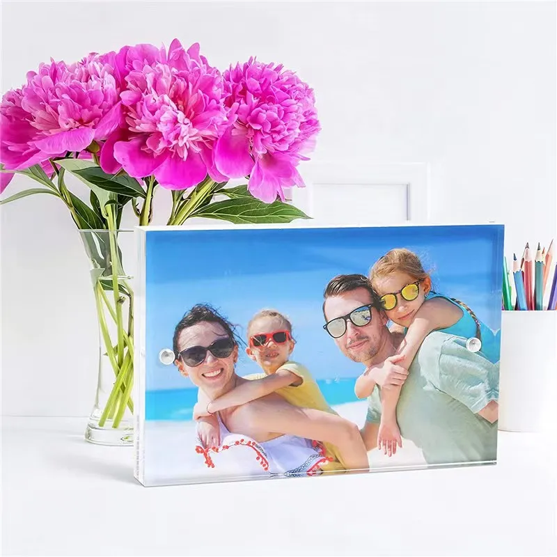 Customizable size Acrylic Picture Frame 4x6 Clear Double-Sided Photo Frame Magnetic Photo frame stand holder