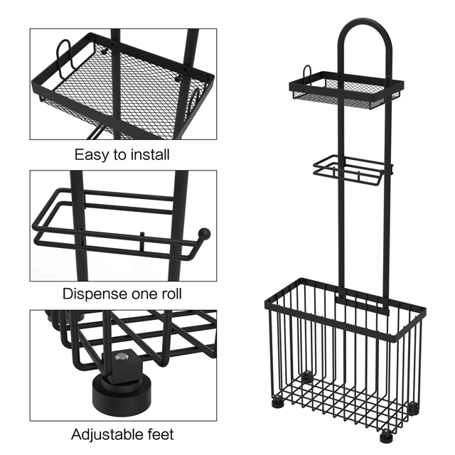 Freestanding Toilet Paper Holder  Toilet Tissue Rack  Tablet Magazine Bathroom Organizer  Bath Tissue Organizer