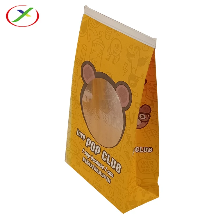 Custom Logo Printed Stand Up Oil Proof Kraft Paper Popcorn Chips Package  popcorn bags