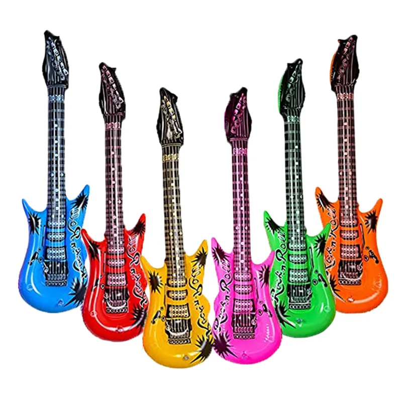 Customized Party Props Pvc Inflatable Kids Large Blow Up Rock Instrument Toy Guitar