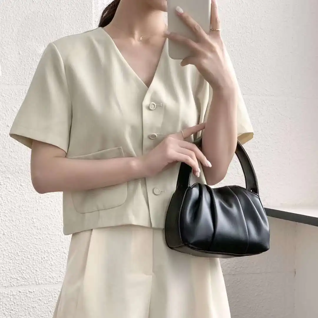 SESHINE niche design messenger crossbody bag fashion texture pleated hand-held cloud handbag for women