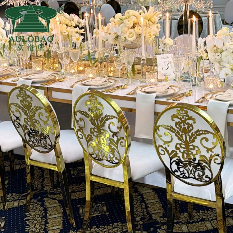 Luxury carve back stainless steel frame banquet wedding chair