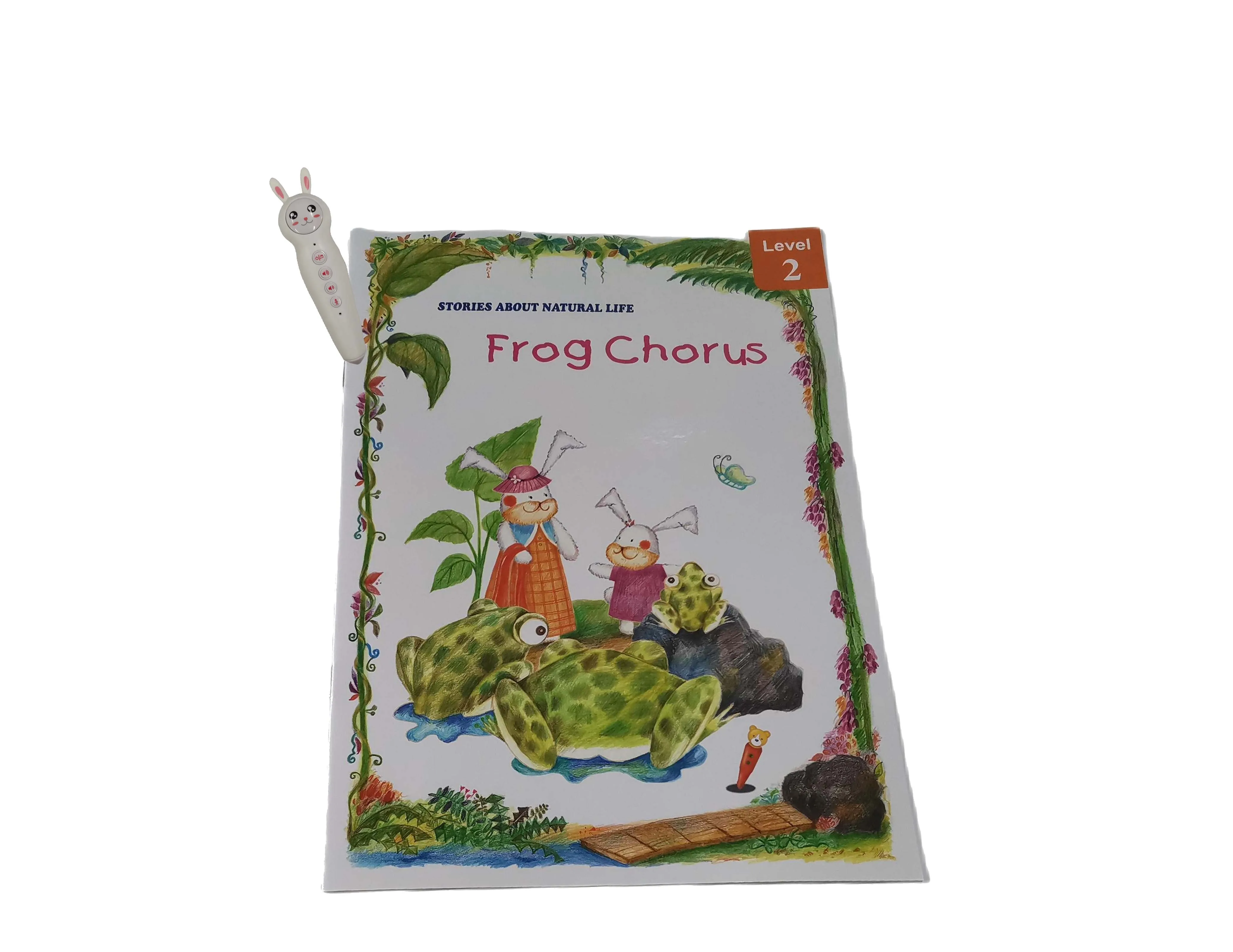 English children story book about natural life with kids talking pen