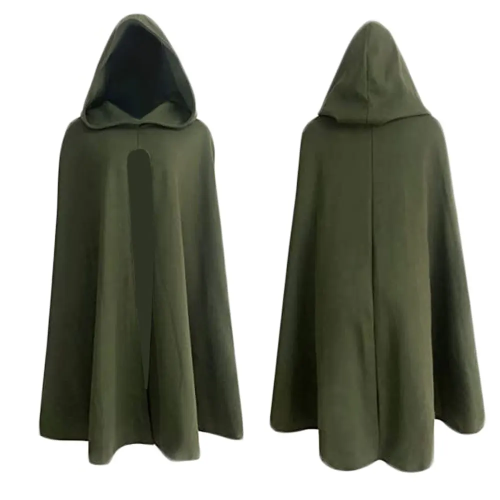 Black Army Green Renaissance Hooded Cape Witch Cloak With Hood Medieval Halloween Costume
