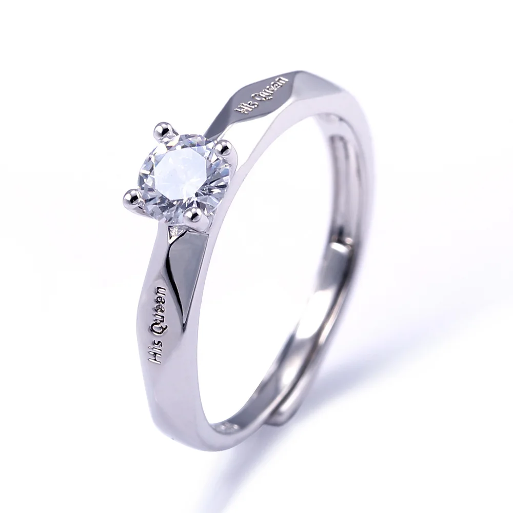 Couples Wedding Engagement Ring Set Adjustable Size Ring Lettering King And Queen Jewelry Ring