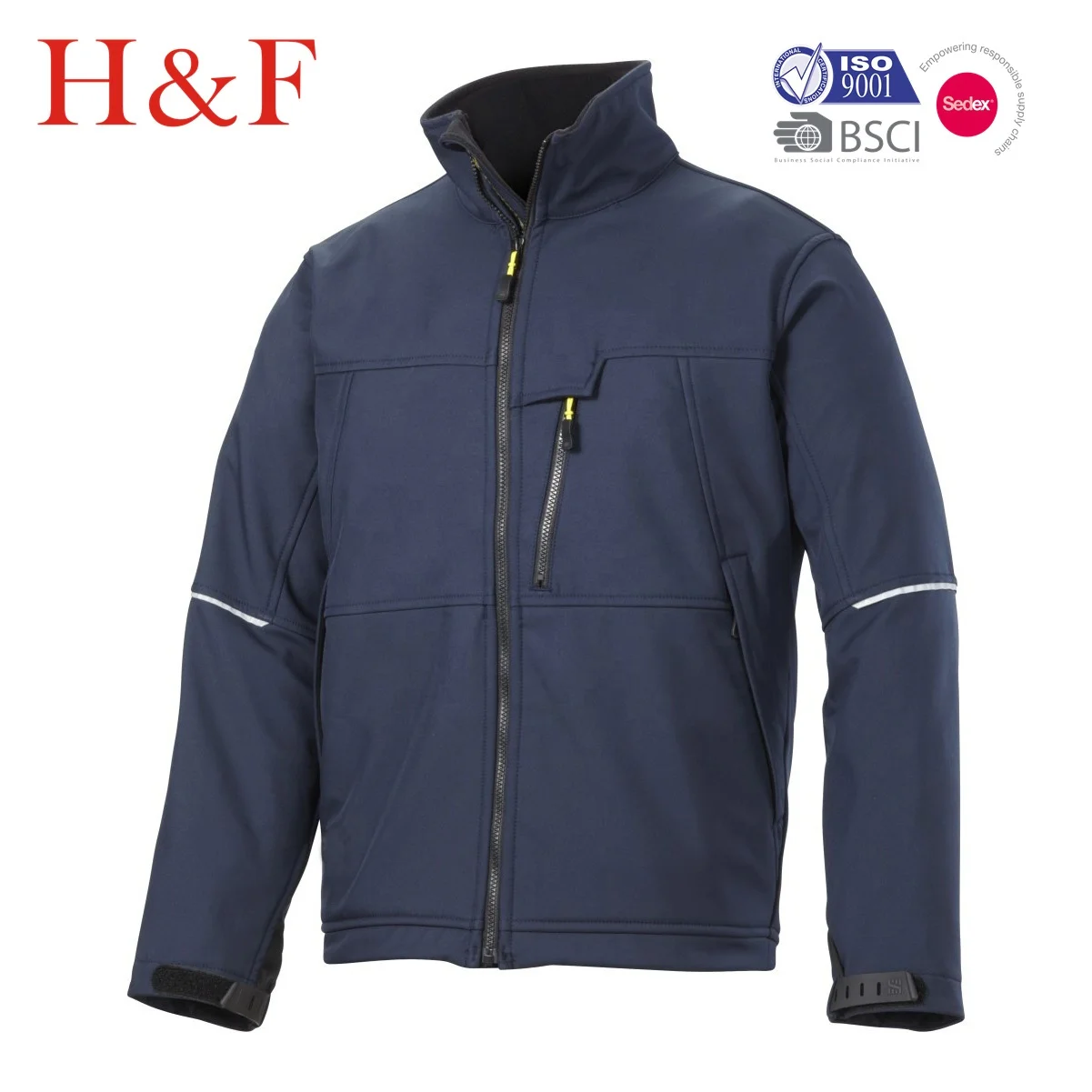Fashion Water repellant polyester softshell jacket high quality men reflective safety workwear