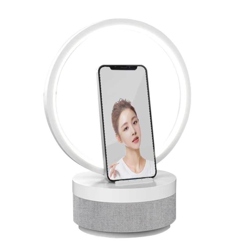 Smart 3 in 1 Wireless Charging Music LED Light BT Speaker Ring Adjustable Light QI Fast Wireless Charger